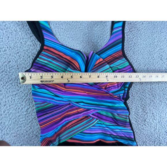 Miraclesuit Swimming Suit Small Multicolor One Piece Underwire Padded V Neck - Picture 5 of 7